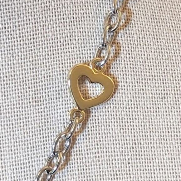 Heart Toggle Two Toned Necklace - Picture 6 of 8